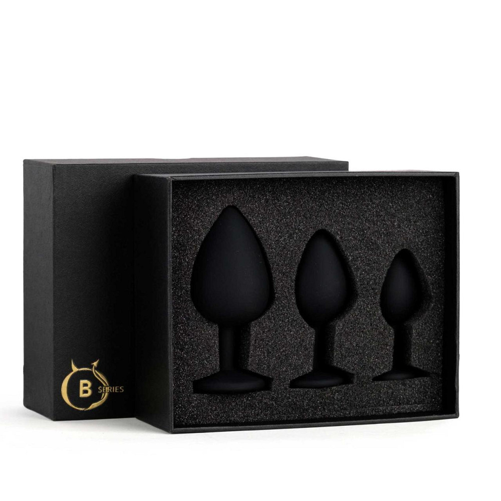 Силіконовий набір плагів Jewellery Silicone PLUG SET Black, чорний Sex Aura Київ - фото 8