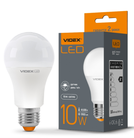 Лампа A60 10W E27 4100К 220-240V з сенсором освітлення LED Videx Житомир