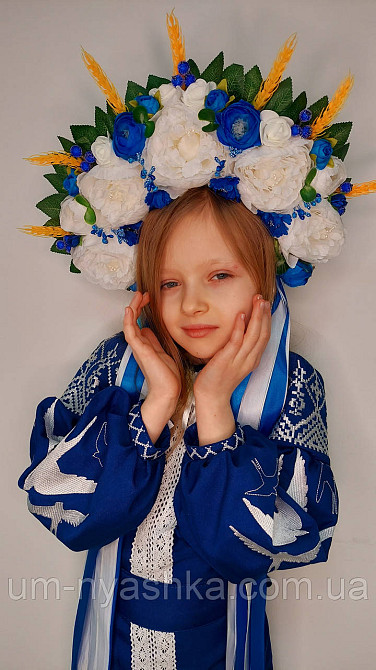 Віночок ободок з квітами "Сценічний з колосками та стрічками" Кривий Ріг - фото 2
