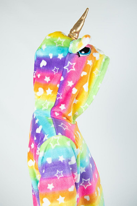 Детская пижама-кигуруми детский и подростковый,Единорог радужный, пижама -  комбинезон домашний на молнии топ Киев - изображение 2