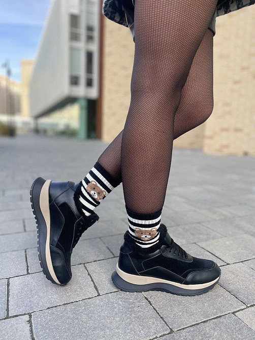 Ditas Кроссовки женские DITAS черные натуральная кожа+замша зима 38р.39р.40р. (5310) Коломия - фото 4