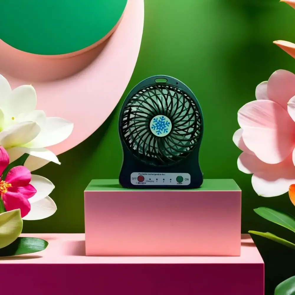 Портативний настільний міні-вентилятор 3 швидкості, акумулятор знімний FAN-001, без підбору за кольором Одеса - фото 3