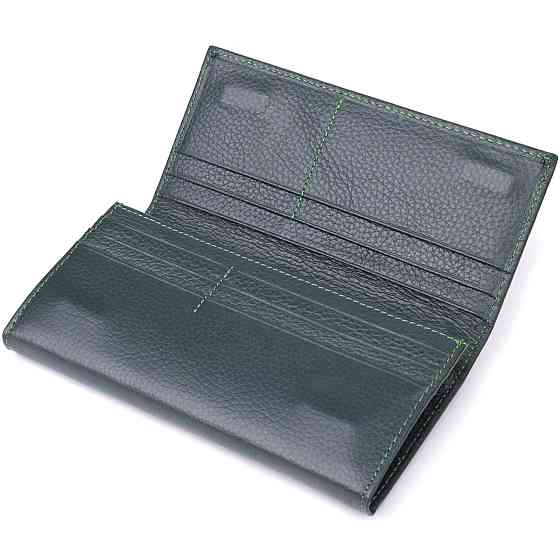 Зручний вертикальний гаманець із натуральної шкіри ST Leather 23086 Зелений Київ