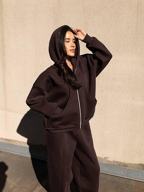 Женский теплый костюм двойка свободного кроя на каждый день турецкая трехнитка на флисе Одесса - изображение 7