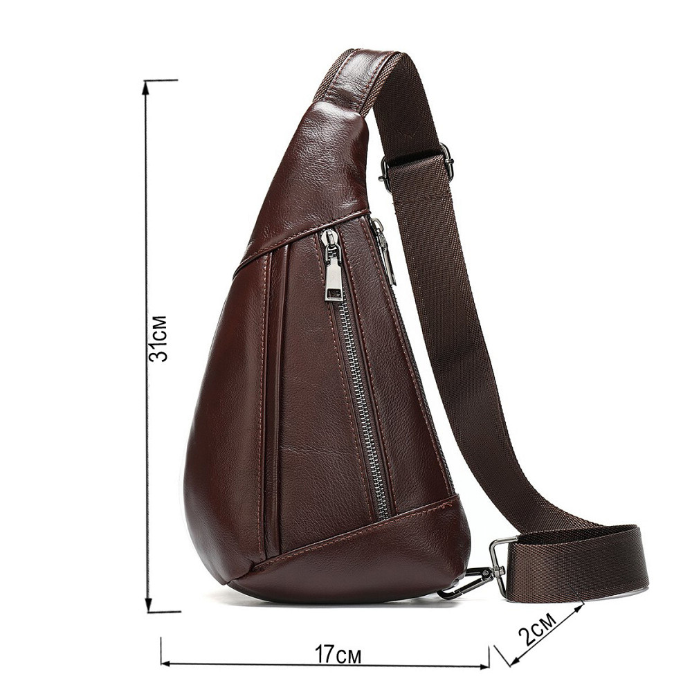 Чоловіча сумка-слінг шкіряна Коричнева (Vintage) Київ - фото 7