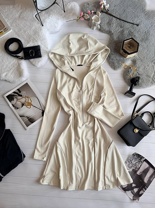 Жіноча стильна повсякденна сукня з кантом еластичний трикотаж пума Кремова, 46/48 Одеса - фото 7