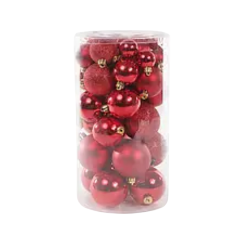 Набір ялинкових куль 40шт 6/5/4/3см червоний БОНА ДИ Житомир - изображение 1