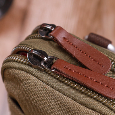 Сумка Vintage На пояс з металевим карабіном з текстилю Оливкова (22224) Вінниця - фото 5