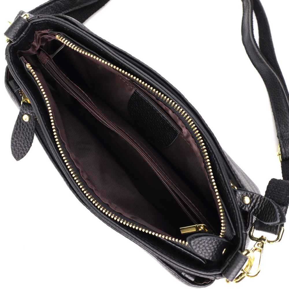 Класична жіноча сумка з жорстким дном із натуральної шкіри Vintage 22987 Чорний Київ - фото 7