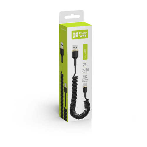 Кабель USB MicroUSB ColorWay CW-CBUM051-BK 2,4A 0,35-1,5м чорний Житомир
