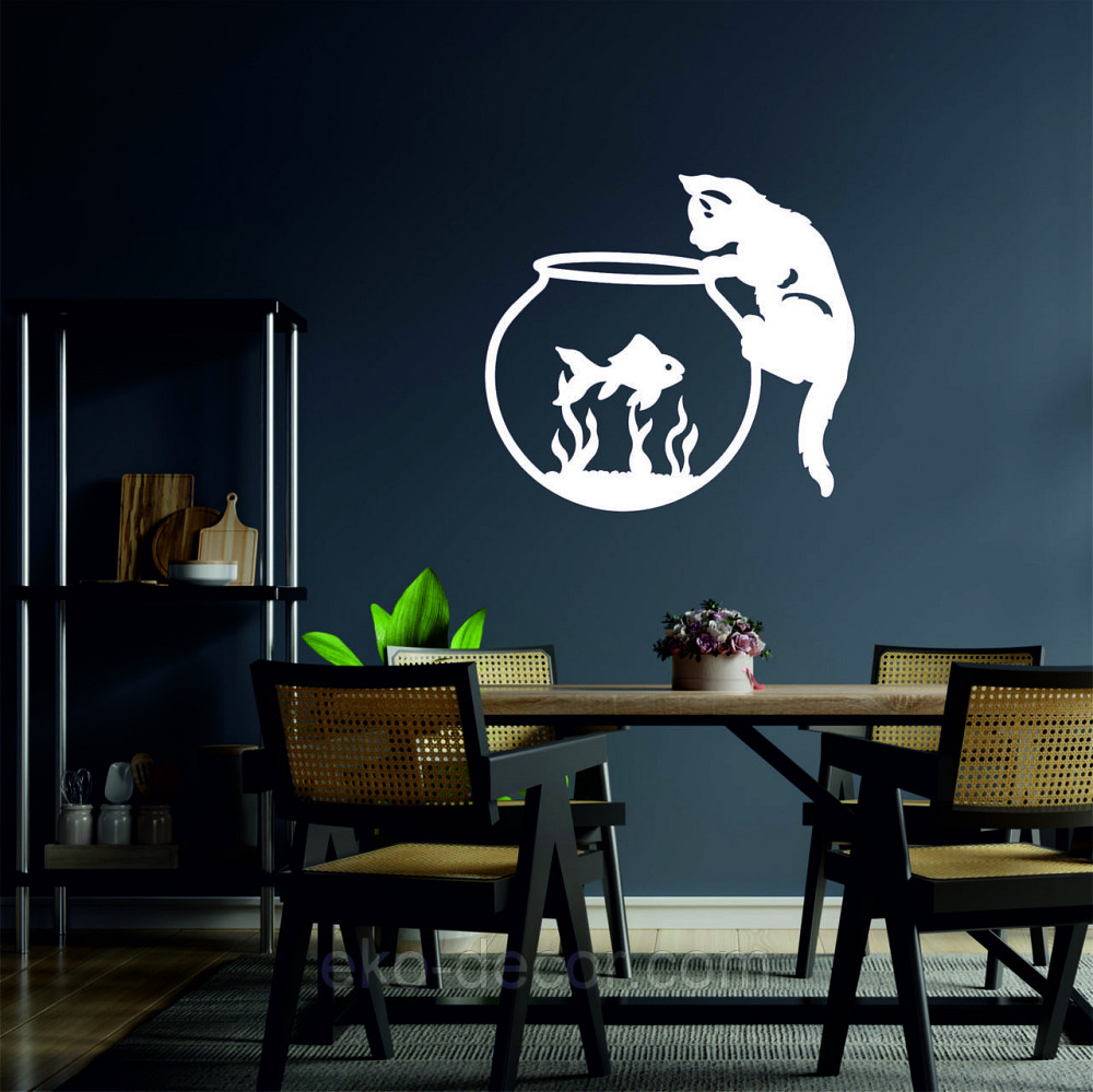 Декоративне настінне Панно «Кіт» Декор на стіну 90*82 см, Білий Київ - фото 1