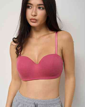 Бюстгальтер хлопковый в рубчик Nicoletta 80574 80B, Фуксия Киев