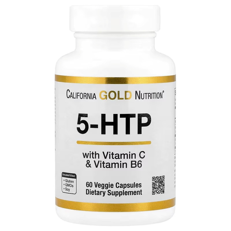 5-HTP с витамином B6 и витамином C California Gold Nutrition 5-HTP with Vitamin B6 & Vitamin C, 60 Veggie Capsules Луцк - изображение 1