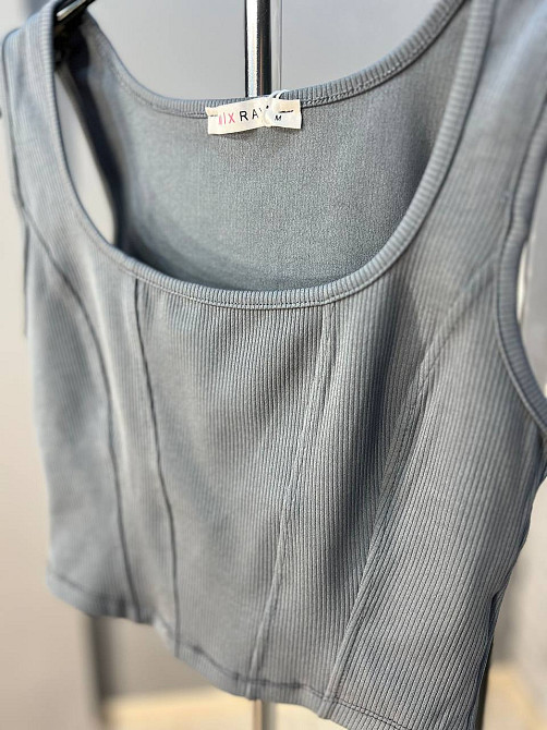 Майка жіноча Mix Ray 3990 корсетні шви топ коротка сіра, сірий, S Одеса - фото 4