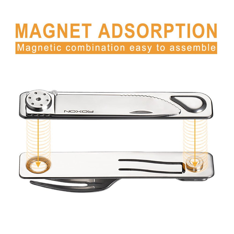 Набір столових приладів Roxon C3 2в1 (ніж, виделка), нержавіюча сталь, магнітне з'єднання Київ - фото 7