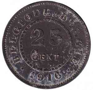 25 сантимів. 1916 рік, Бельгія. Полтава