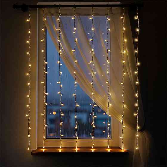 Гірлянда штора 2х2 м, 80 LED, білий провід, жовта Київ