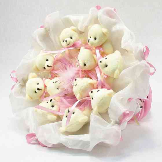 Букет из мягких игрушек 11 мишек 5286IT бело-розовый Винница
