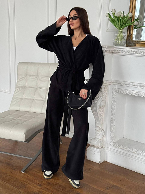 Жіночий костюм з двостороннього турецького флісу Чорний 42/46 Харків - фото 1