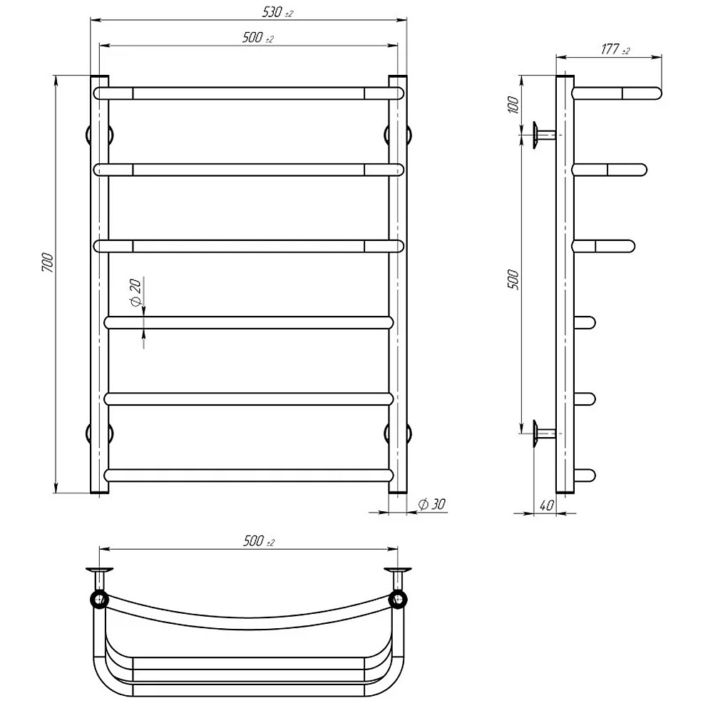 Рушникосушарка UNIO LKD ЕU 700-500-6 Драбинка Каскад Дуга електро Киев - изображение 5