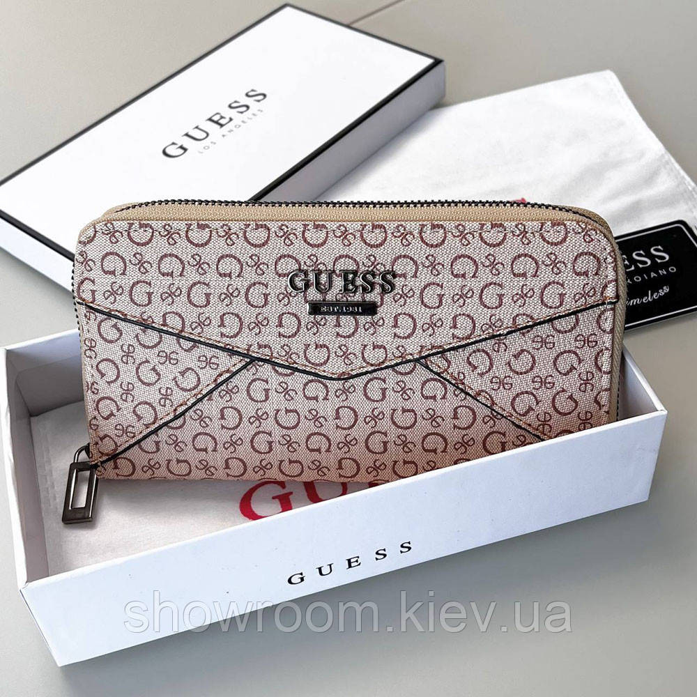 Жіночий гаманець на змійці Guess (7595) бежевий Київ - фото 2