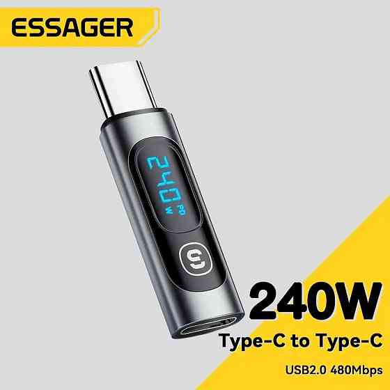 Адаптер Type-C Female to Type-C Male 240W з дисплеєм, OTG перехідник для зарядки і передачі даних Николаев