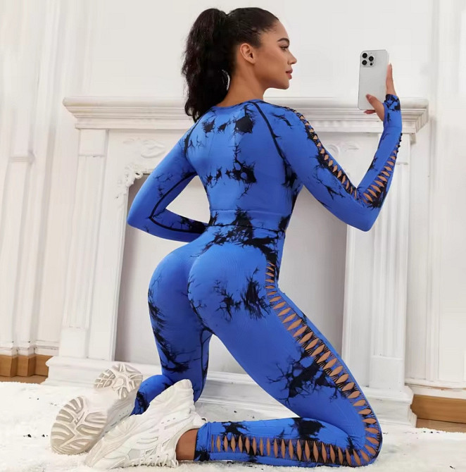 Жіночий костюм для фітнесу спортивний для залу L синьо-чорний Київ - фото 2