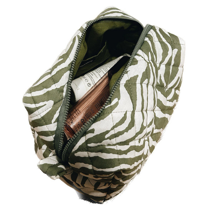 Большая женская хлопковая косметичка Зебра 24x13x13 см (Хаки) Сумы - изображение 2