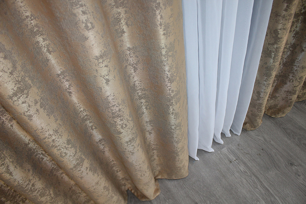 Комплект штор на люверсах VR-Textil Жаккард Sultan YL № 1207ш Капучино 150х250 см 2 шт (37-0058) Киев - изображение 7