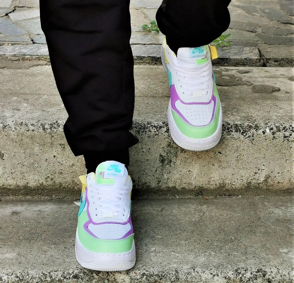 Кроссовки Nike Force Белые Женские Кожаные Форсы Цветные Найк (размеры: 36,37,38,39,40) - 2 Днепр - изображение 3