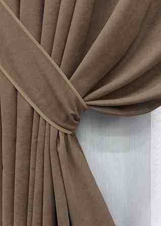 Комплект готових штор VR-Textil Мікровелюр Petek YL № 2014ш Коричневий 150х290 см 2 шт (33-1016) Київ