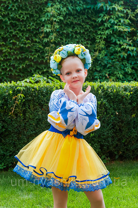 Синьо-жовтий костюм вишиванка "Ластівки-мереживо" Кривий Ріг - фото 1