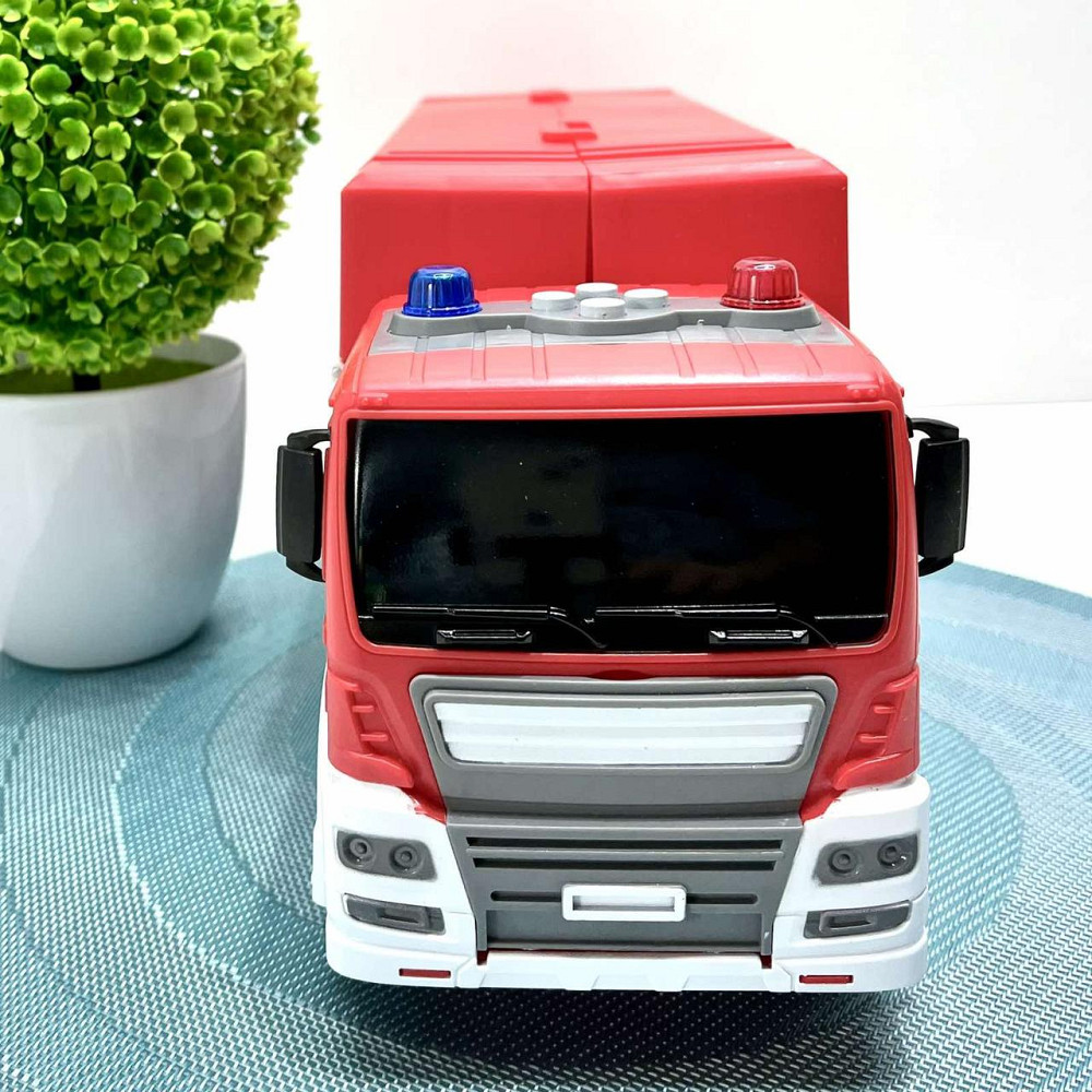 Трейлер ігровий гараж 2в1 інерційний з машинками звук світло поліція Червоний (660-S17-18) Чернігів - фото 6