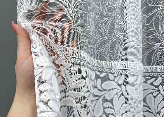 Короткий тюль, высотой 1,2м, жаккард цвет белый 2005т Киев