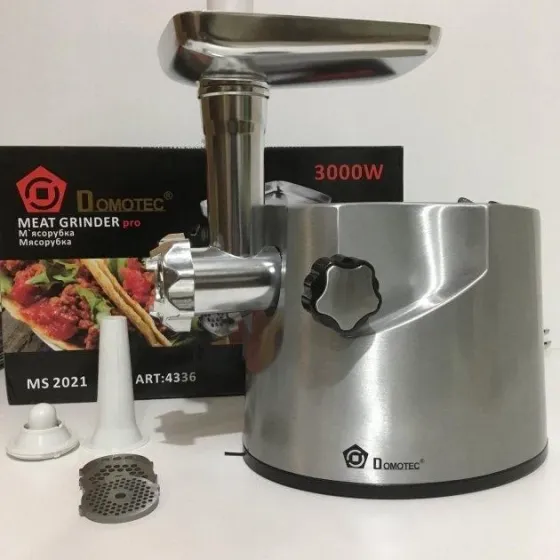 Профессиональная электрическая мясорубка DOMOTEC MS-2021S 3000 Вт, корпус нержавейка, 3 решетки, рев Киев