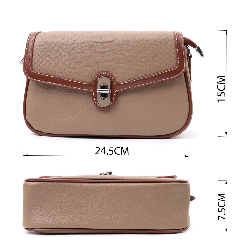 Стильная женская сумка с фактурным клапаном из натуральной кожи Vintage 22620 Бежевая Киев - изображение 10