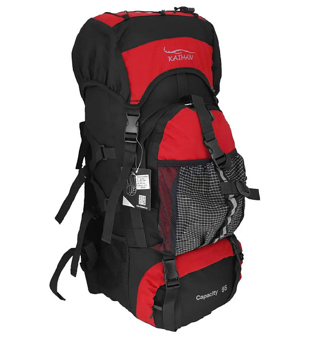 Рюкзак туристичний KAIMAN 55 л чорно-червоний Київ - фото 11