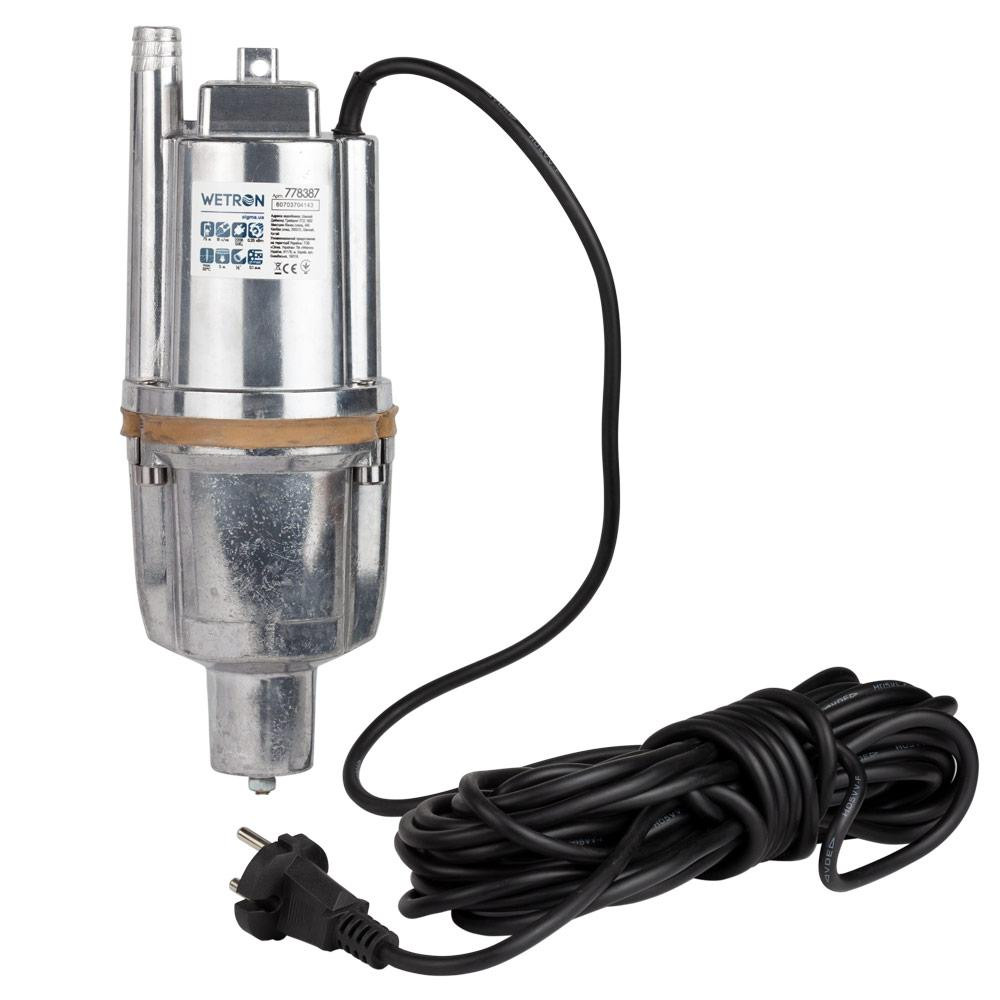 Насос вибрационный 0.25кВт H75м Q 18л/мин Ø100мм 10м кабеля нижний вход WETRON WVM60-1 (778387) Ровно - изображение 2