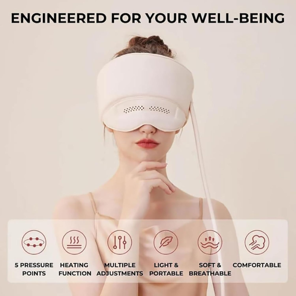 Масажер для голови та очей Massageflow Pro, бездротовий компресійний масажер із підігрівом, 6 зон, 4 режими, 3000 мАг Київ - фото 4