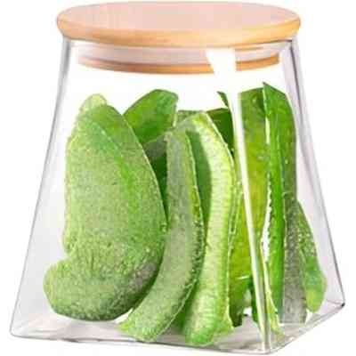 Емкость для сыпучих продуктов Ardesto Midori 700мл, скло, бамбук, конусна, прозорий (AR1374BBC) Винница