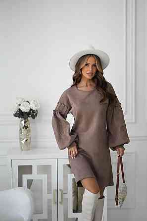 Женское замшевое платье с вышивкой 50-52, Капучино Одеса