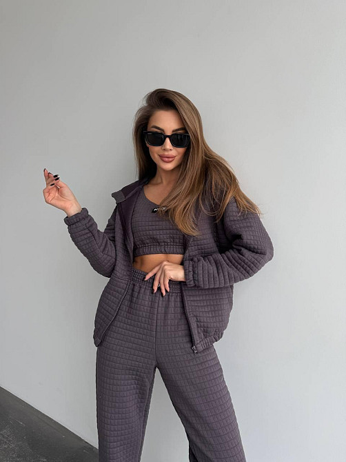 Женский прогулочный костюм тройка: кофта топ и штаны Капитон Фуме, 46/48 Одесса - изображение 6