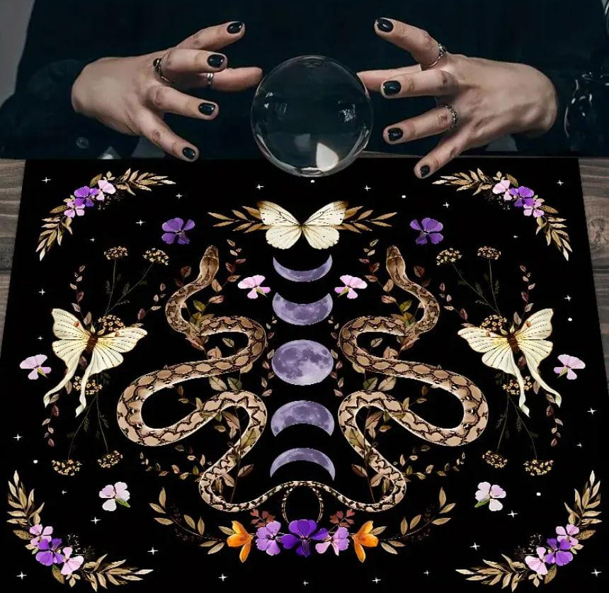 Алтарная скатерть для карт Таро и Рун. Скатерть для гадания 49*49 см.Скатерть для таро со змеей и фа Киев - изображение 4