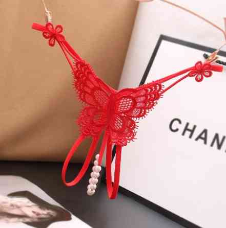 Трусики з перлинами Метелик універсальний червоний Київ