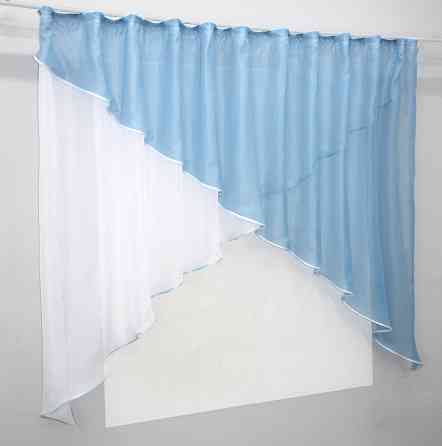 Кухонна фіранка VR-Textil № 053к білий з блакитним 280х170 см (52-0599) Київ