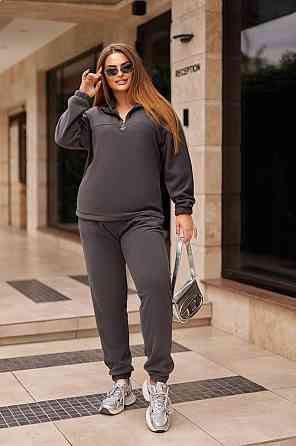 Жіночий теплий прогулянковий костюм-двійка: кофта та штани фліс двосторонній Графіт, 50/52 Одеса