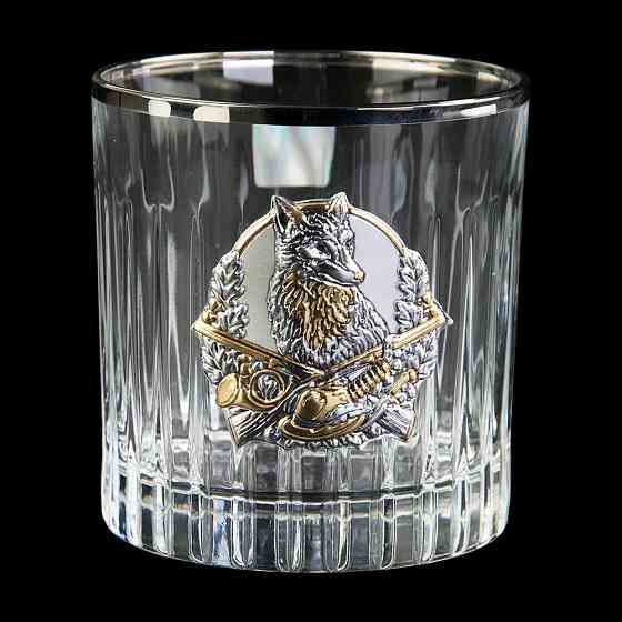 Набір для віскі «Мисливець» графин, 4 склянки кришталь, срібло, золото Рівне