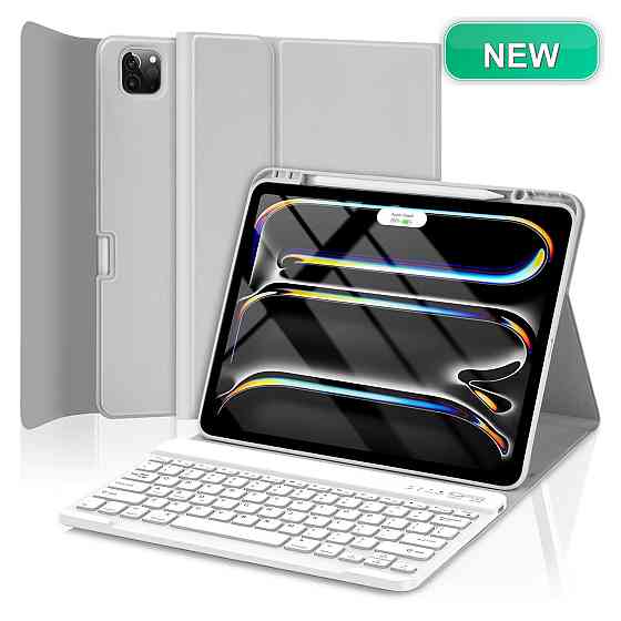 Чохол-клавіатура TQQ для iPad Pro 13 M5/M4 Сірий магнітна знімна QWERTY підставка тримач для Apple Pencil Київ