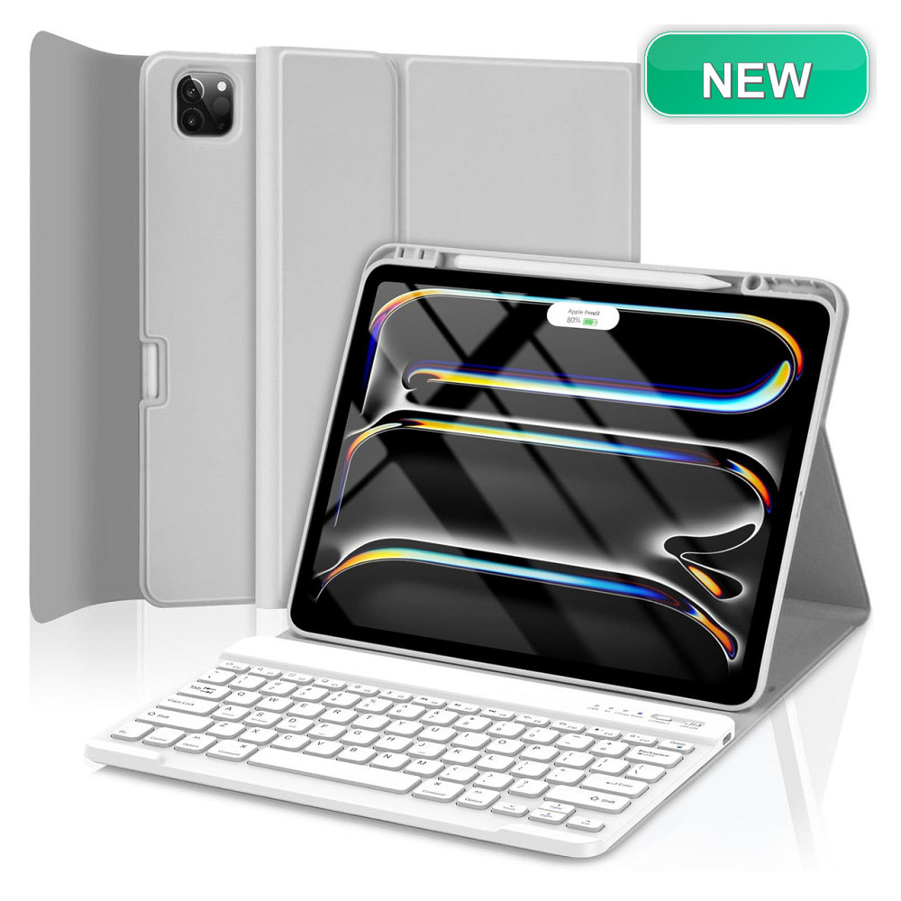 Чехол-клавиатура TQQ для iPad Pro 13 M5/M4 Серый магнитный съемный QWERTY подставка держатель для Apple Pencil Киев - изображение 1