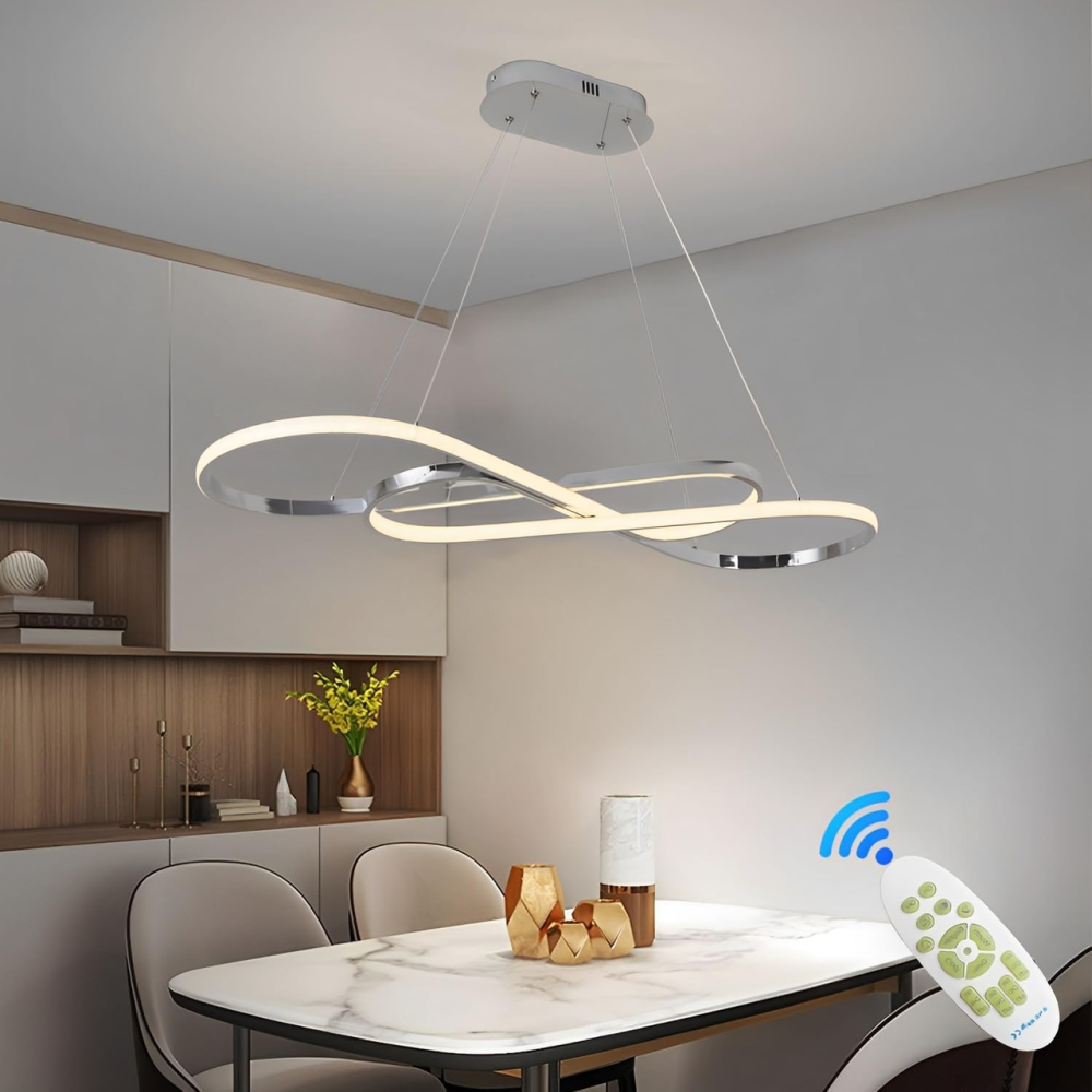 Світлодіодна люстра Infinity 57W: Срібляста вісімка, 3840Lm, Dimmer, пульт ДУ, регульована висота до 200 см Київ - фото 8